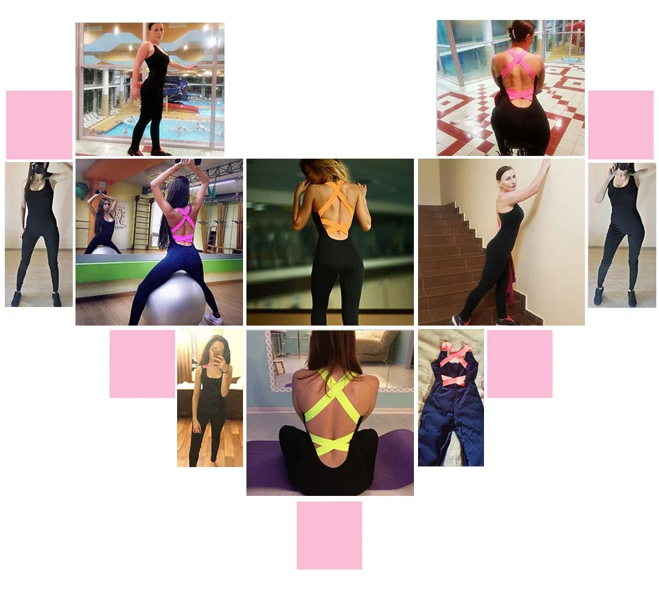 Sportswear women One piece Rompers Yoga Set Backless jumpsuit Sleeveless Sports Suits Gym Fitness Clothing workout Clothes