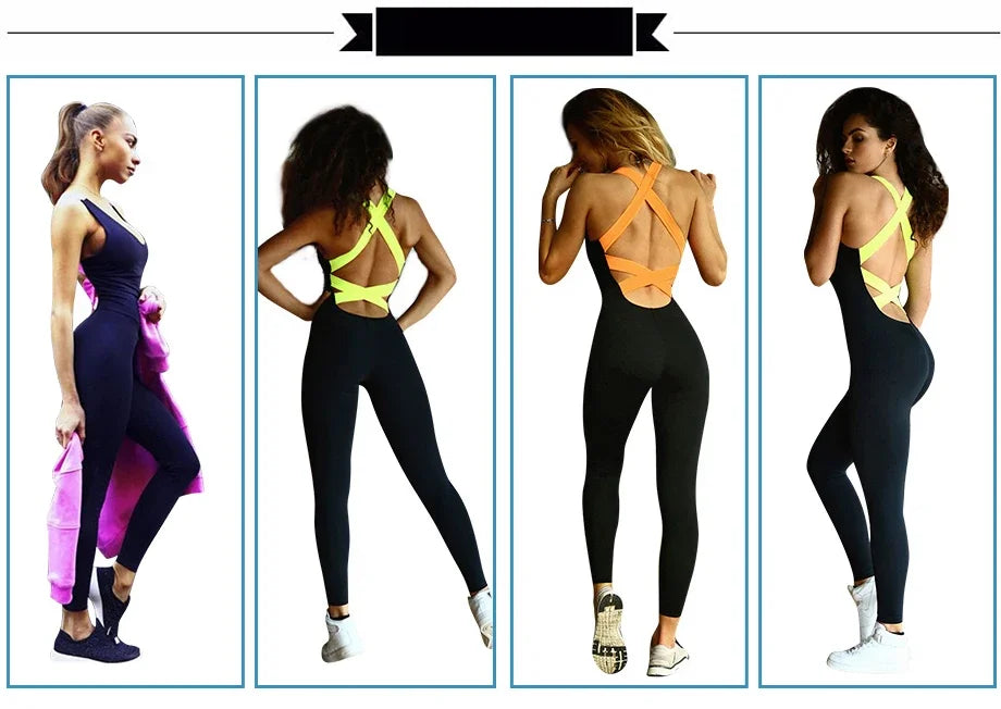 Sportswear women One piece Rompers Yoga Set Backless jumpsuit Sleeveless Sports Suits Gym Fitness Clothing workout Clothes