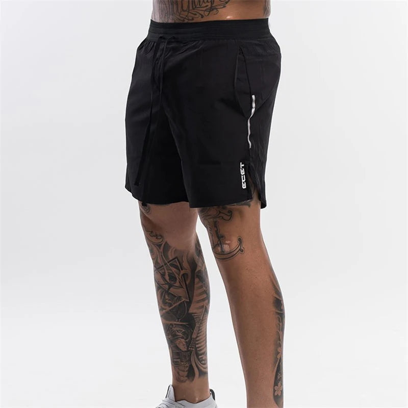 New Men's Fitness Casual Shorts Men's Summer Gym Exercise Men's Breathable Quick-Dry Sports Wear Jogging Beach Shorts