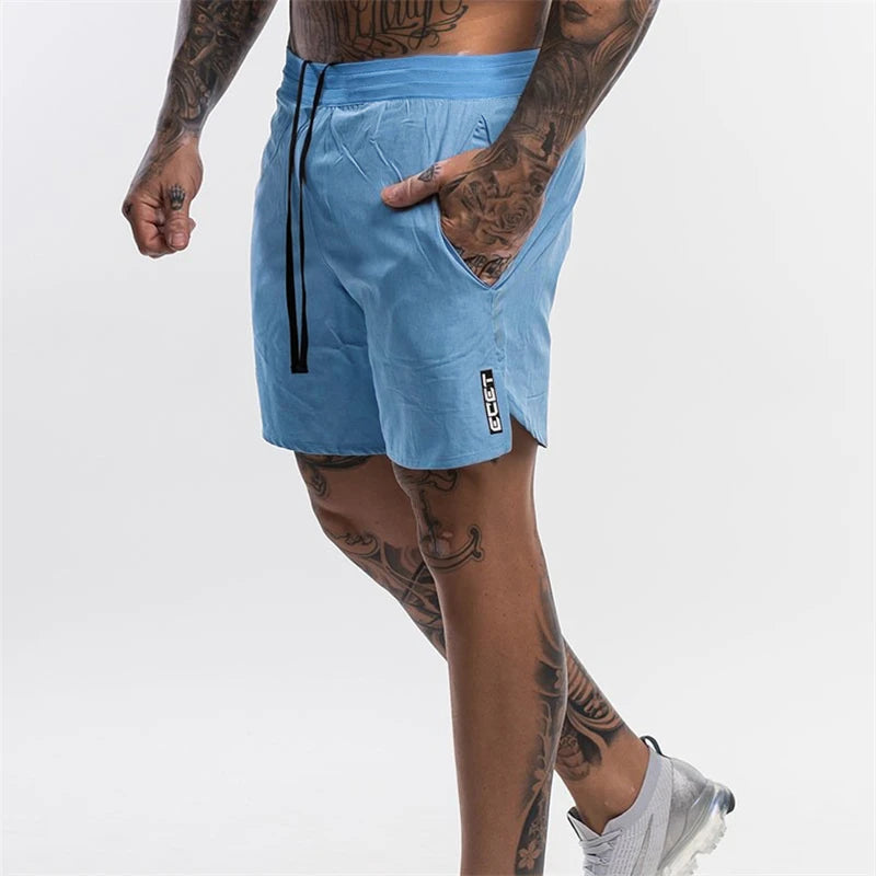 New Men's Fitness Casual Shorts Men's Summer Gym Exercise Men's Breathable Quick-Dry Sports Wear Jogging Beach Shorts