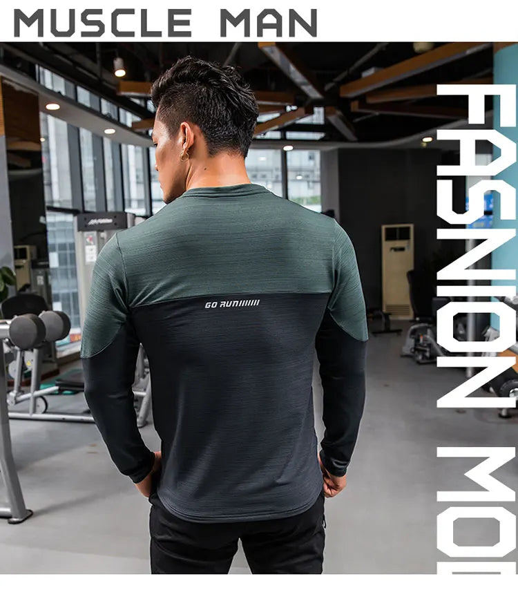 Mens Gym Compression Shirt Male Rashgard Fitness Long Sleeves Running Clothes Homme T Shirt Football Jersey Sportswear Dry Fit