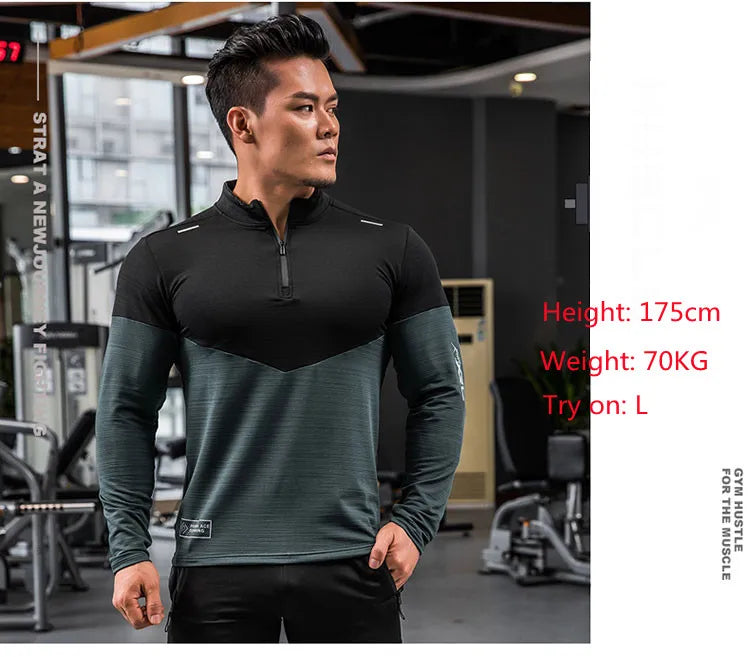 Mens Gym Compression Shirt Male Rashgard Fitness Long Sleeves Running Clothes Homme T Shirt Football Jersey Sportswear Dry Fit