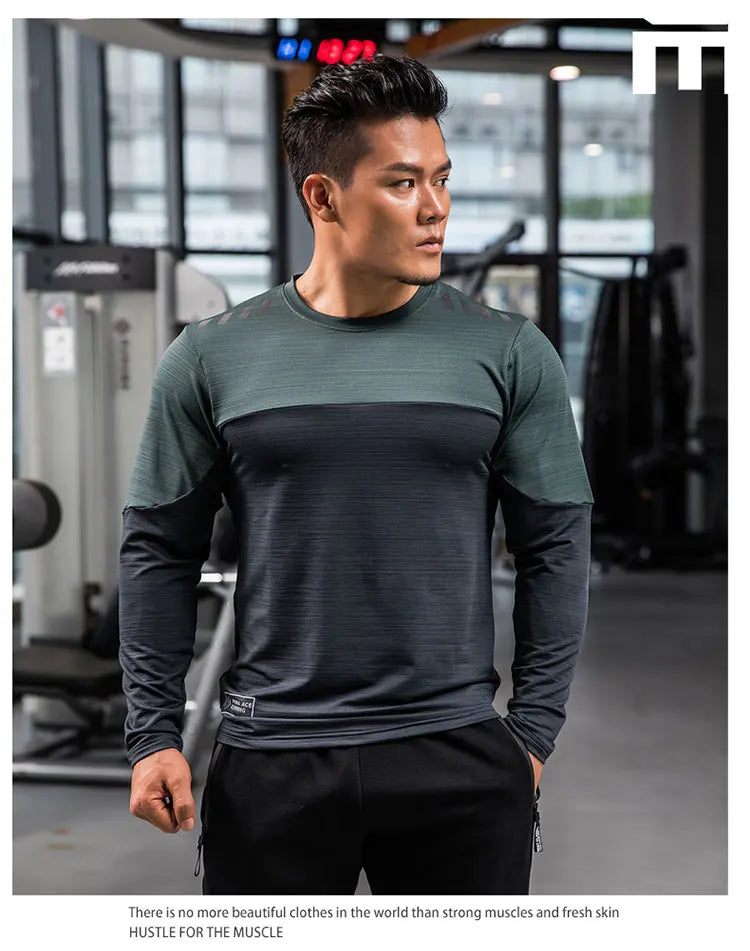 Mens Gym Compression Shirt Male Rashgard Fitness Long Sleeves Running Clothes Homme T Shirt Football Jersey Sportswear Dry Fit