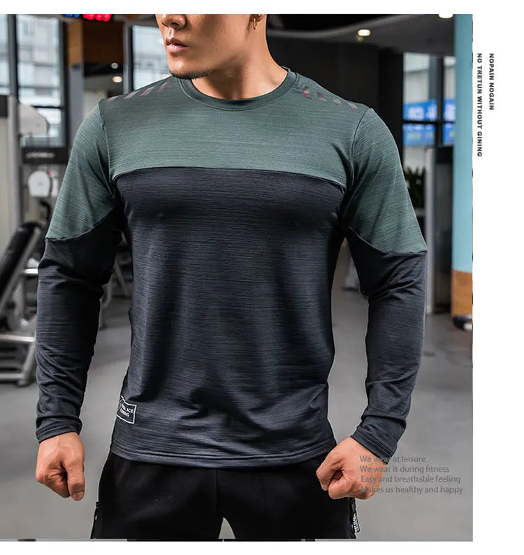 Mens Gym Compression Shirt Male Rashgard Fitness Long Sleeves Running Clothes Homme T Shirt Football Jersey Sportswear Dry Fit