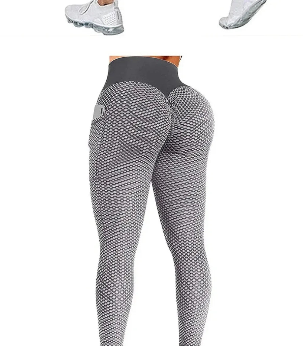 S-3XL Women's Casual High Waist Pocket Sports Leggings Fitness Pants Scrunch Butt Workout Tights Push Up Yoga Gym Leggins