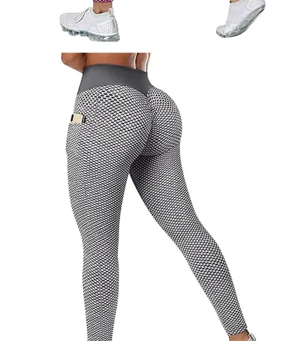 S-3XL Women's Casual High Waist Pocket Sports Leggings Fitness Pants Scrunch Butt Workout Tights Push Up Yoga Gym Leggins