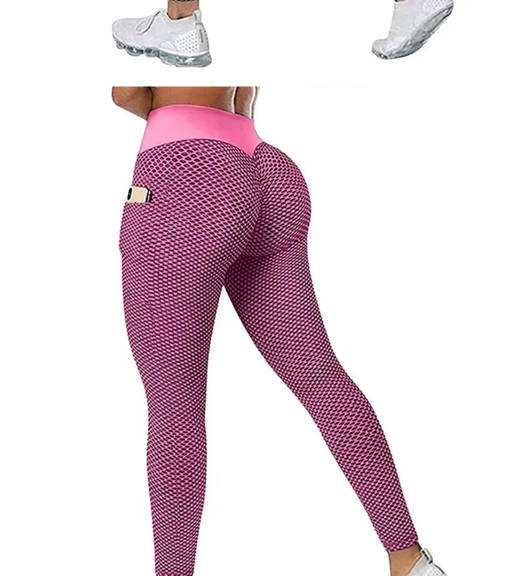 S-3XL Women's Casual High Waist Pocket Sports Leggings Fitness Pants Scrunch Butt Workout Tights Push Up Yoga Gym Leggins