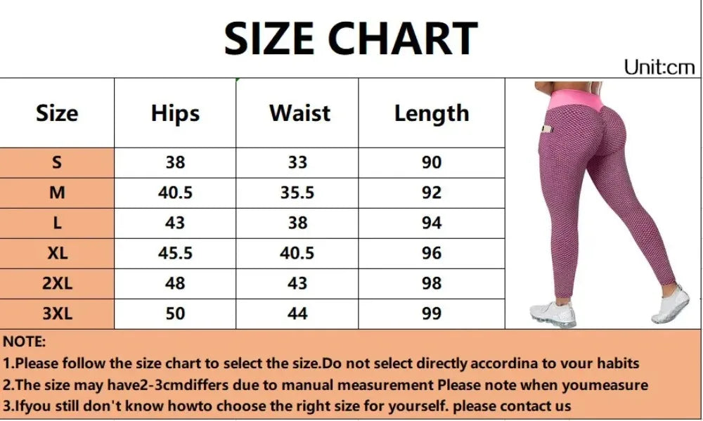 S-3XL Women's Casual High Waist Pocket Sports Leggings Fitness Pants Scrunch Butt Workout Tights Push Up Yoga Gym Leggins