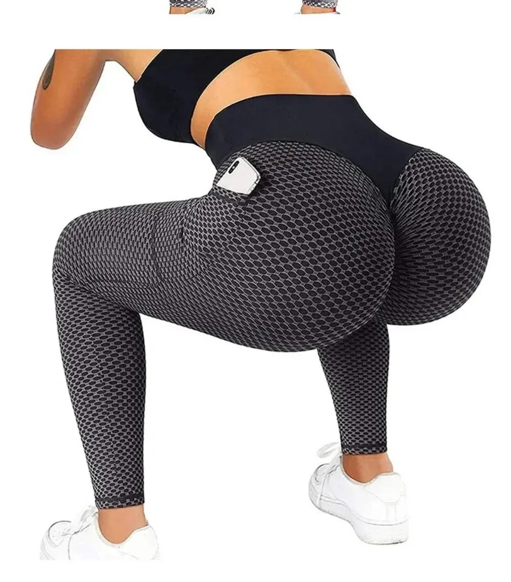 S-3XL Women's Casual High Waist Pocket Sports Leggings Fitness Pants Scrunch Butt Workout Tights Push Up Yoga Gym Leggins