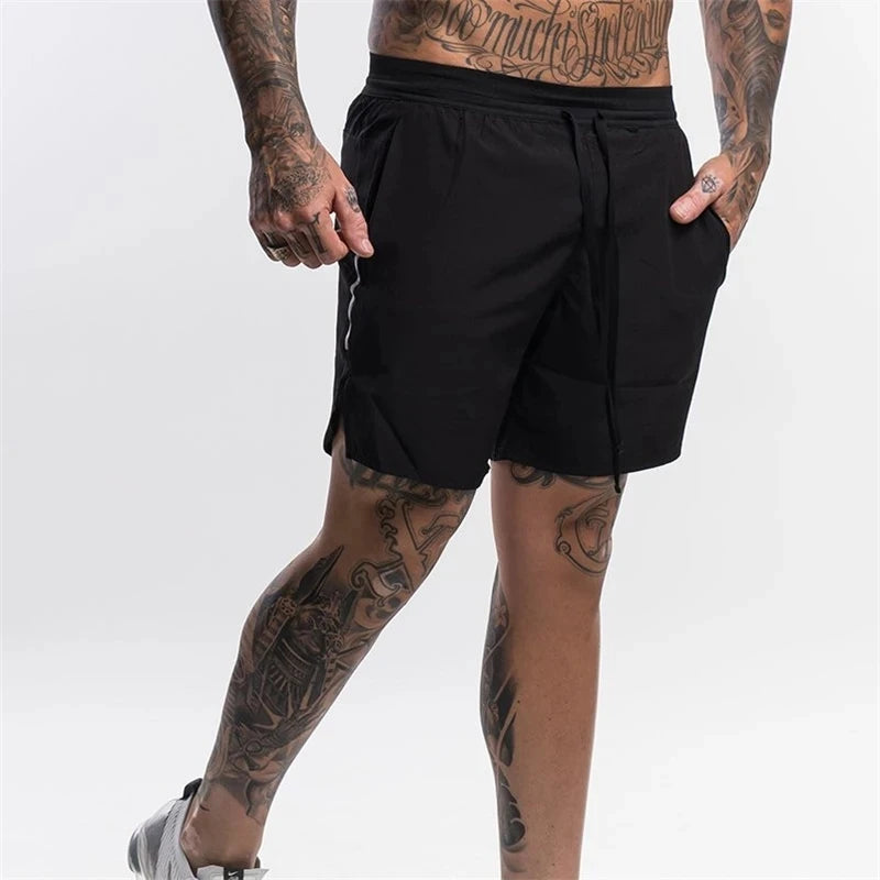 New Men's Fitness Casual Shorts Men's Summer Gym Exercise Men's Breathable Quick-Dry Sports Wear Jogging Beach Shorts