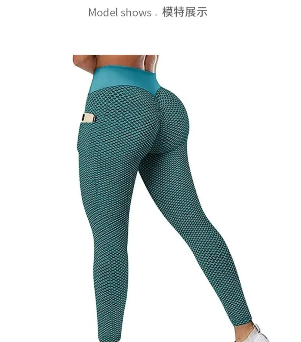 S-3XL Women's Casual High Waist Pocket Sports Leggings Fitness Pants Scrunch Butt Workout Tights Push Up Yoga Gym Leggins