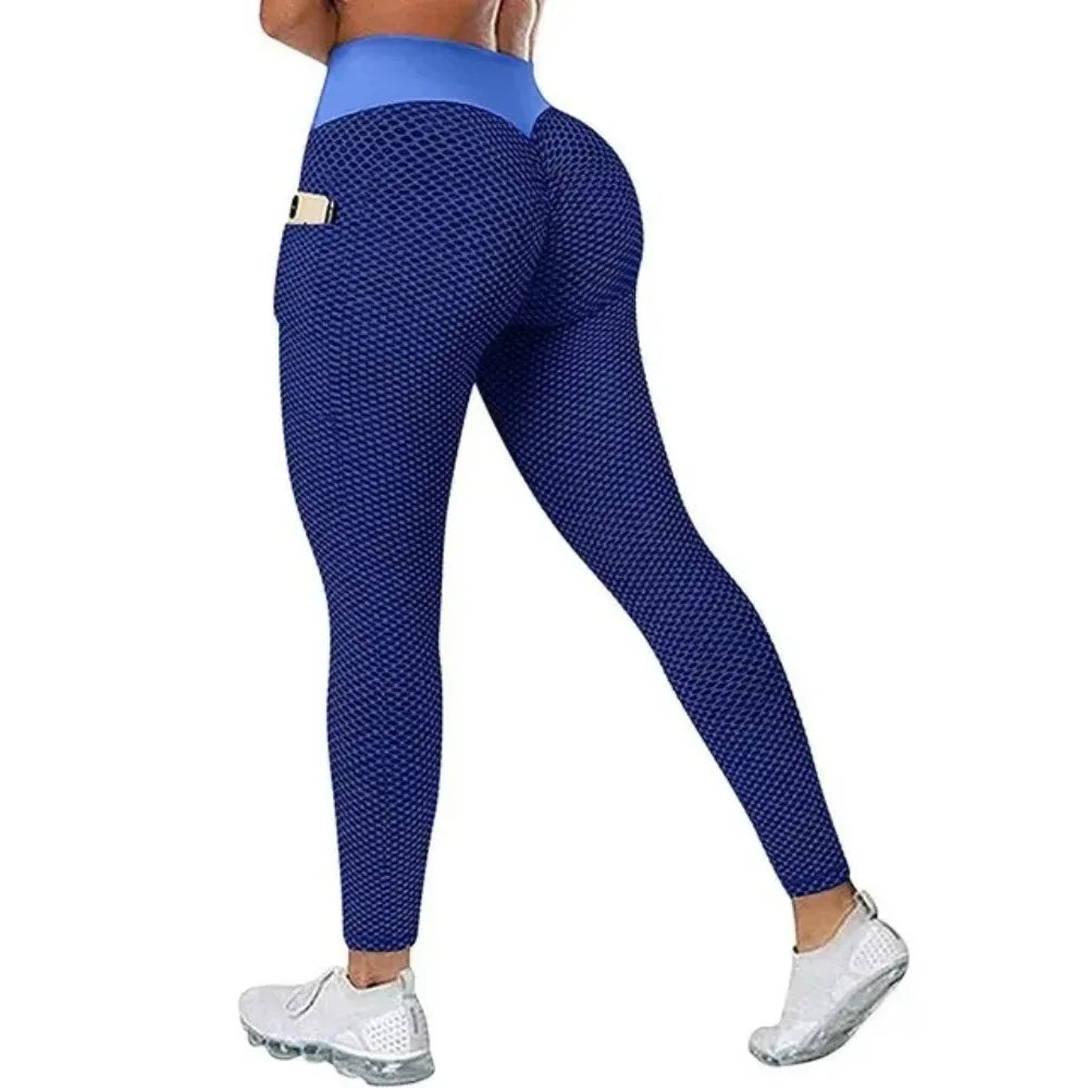 S-3XL Women's Casual High Waist Pocket Sports Leggings Fitness Pants Scrunch Butt Workout Tights Push Up Yoga Gym Leggins